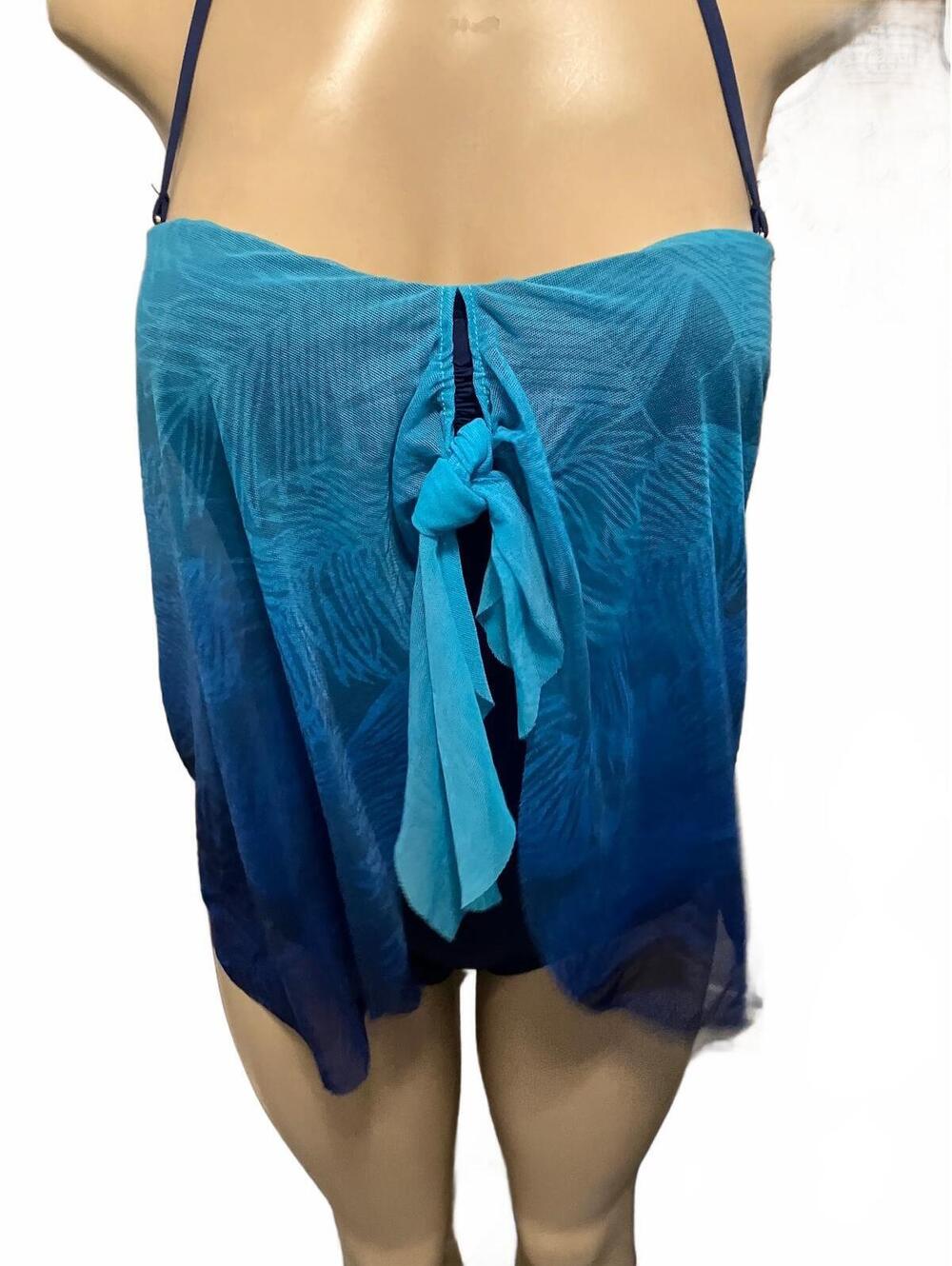 NWT Lauren Ralph Lauren Blue Ombre Tankini Swimsuit Top Size M
